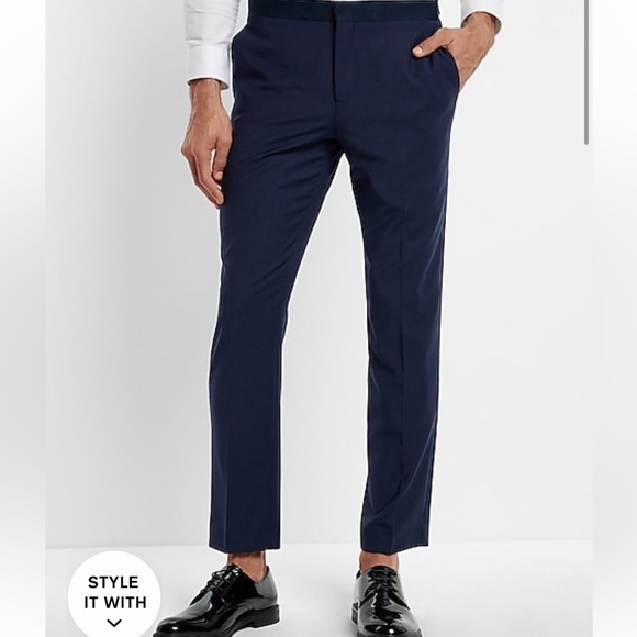 [Express] NWT Slim Navy Performance Stretch
Wool-Blend Tuxedo Pant - Picture 1 of 6